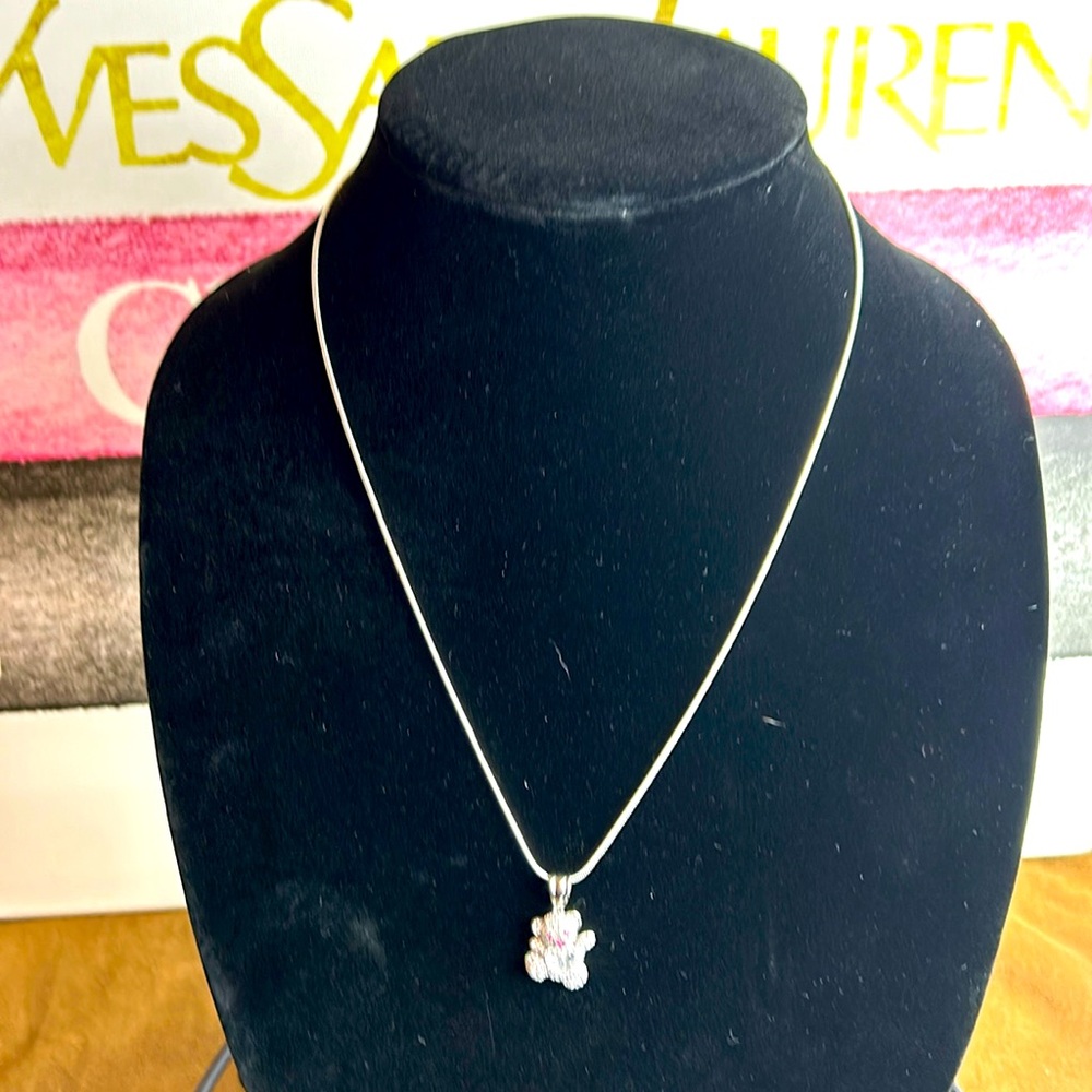 925 Silver Necklace with a Bear Pendant.  #48